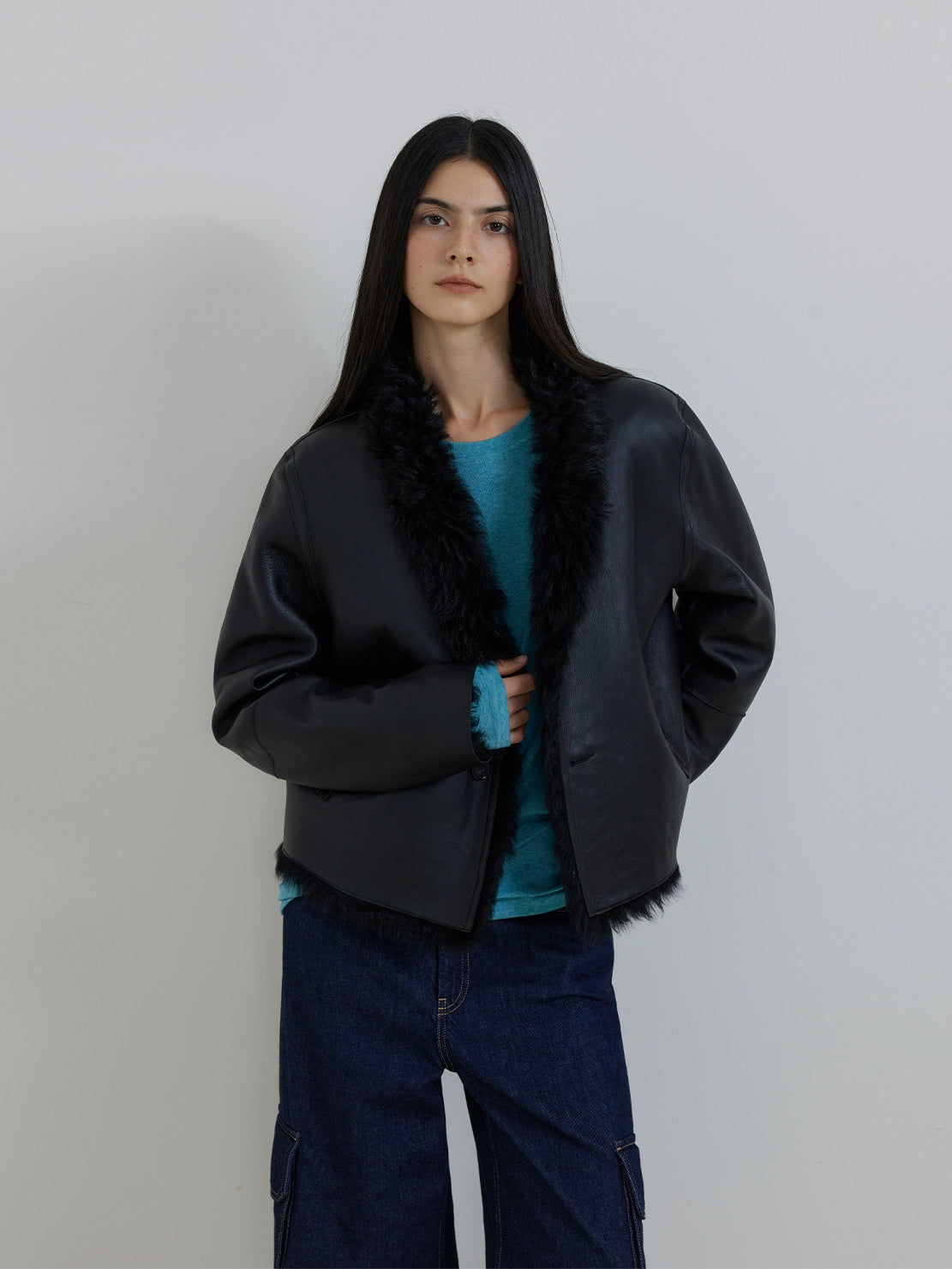 Beethoven's Night Reversible Standing Collar Tuscan Sheepskin Coat