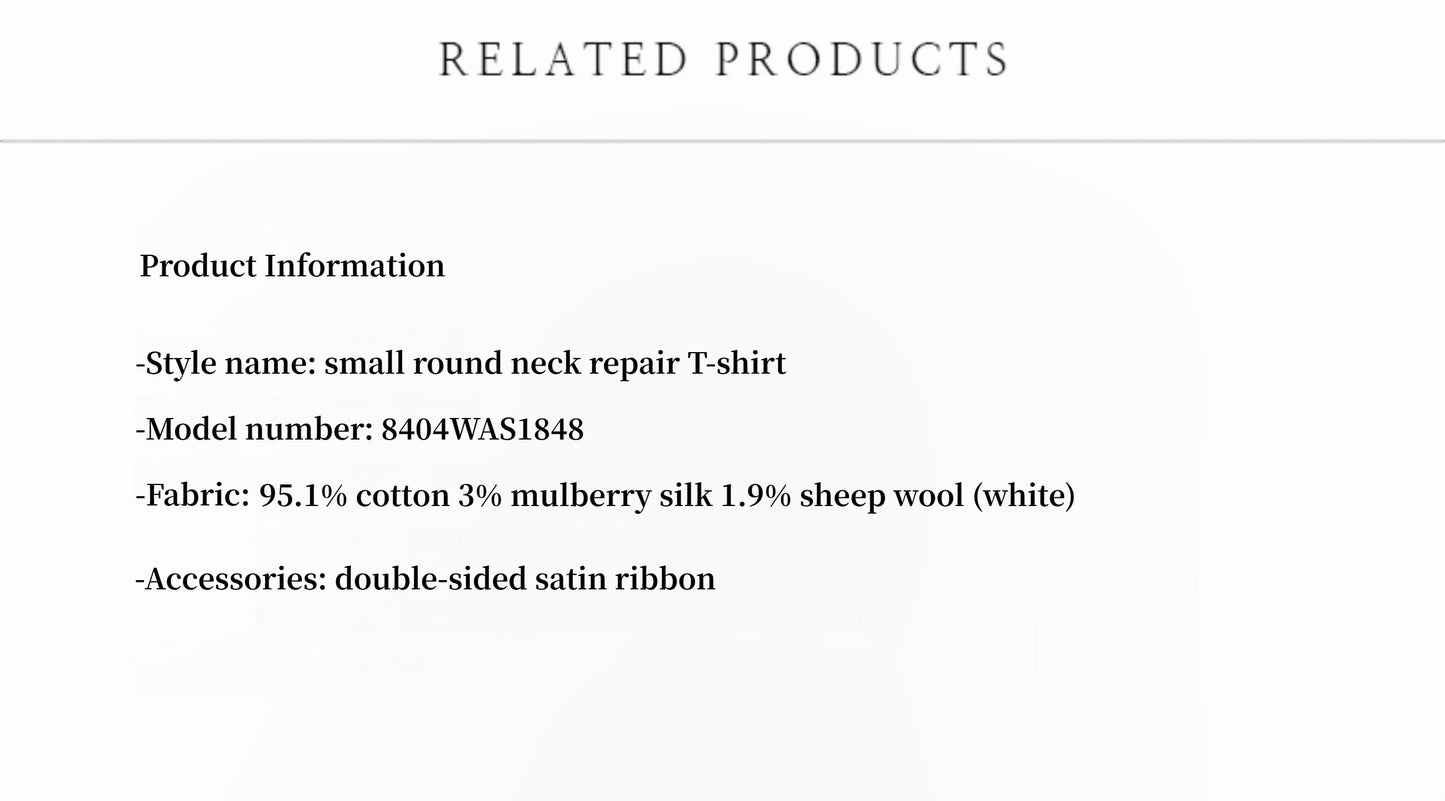 LINDIS Wool Mulberry Silk Classic Short-Sleeved Round Neck T-Shirt for Women